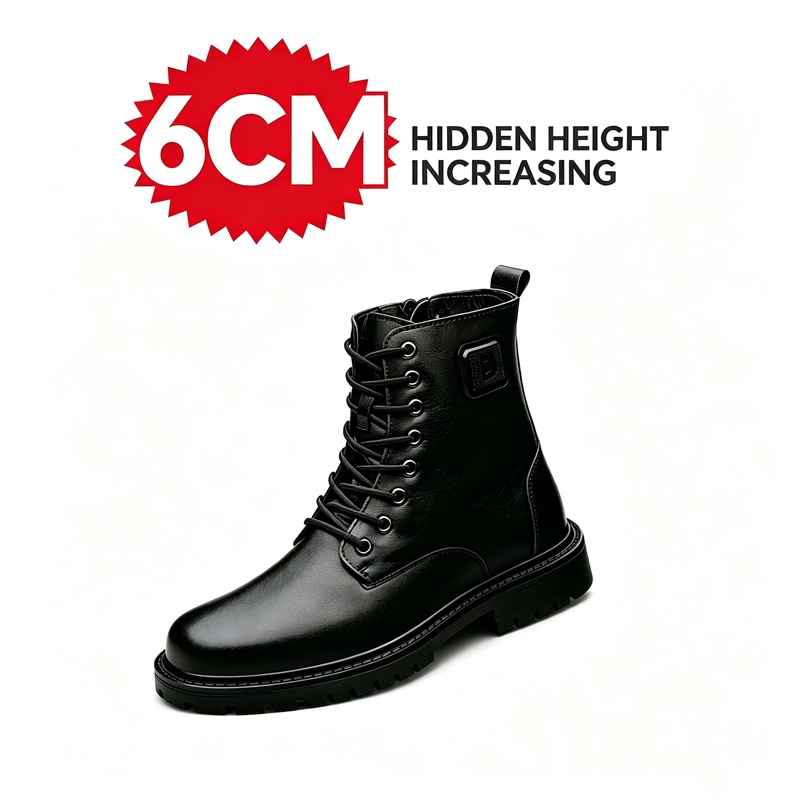 Men'S Shoes With Height Increase - Herren 6cm Versteckte Höhenerhöhende Lederstiefel Winter